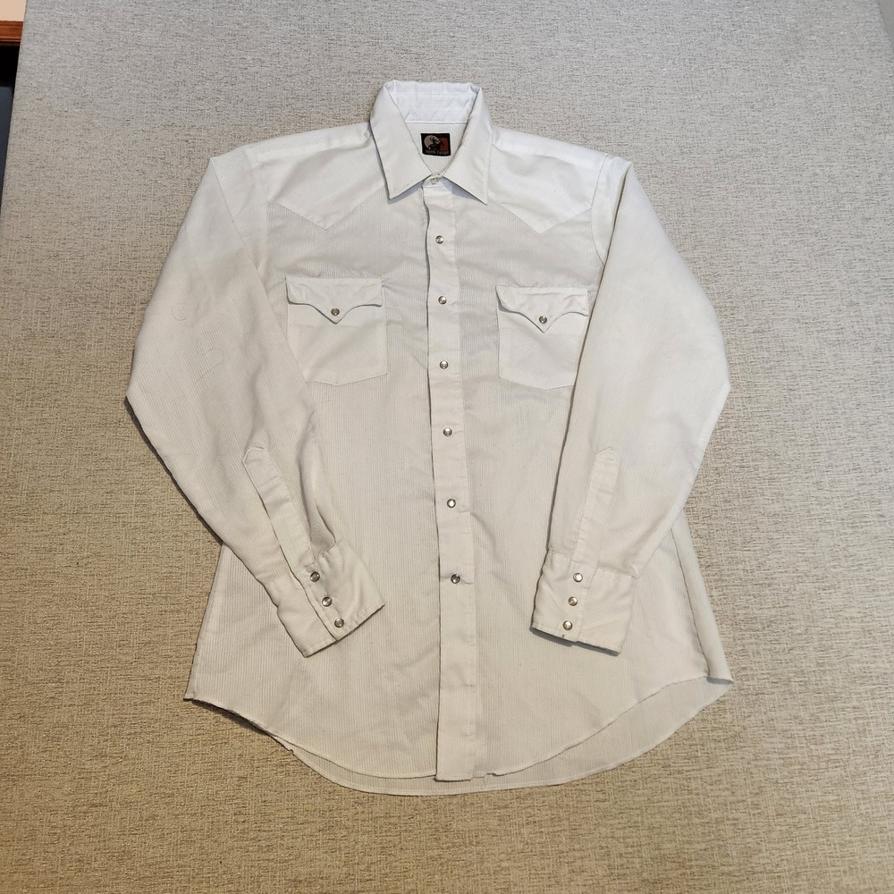Open Range Western Shirt Mens‎ XL White Pearl Snap Textured Long Sleeve Cowboy